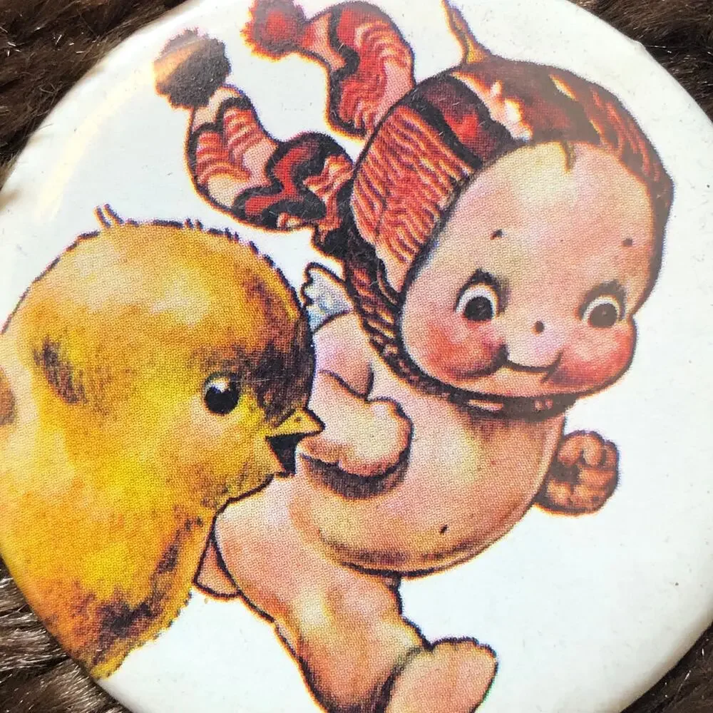 Vintage Running Kewpie & Bird Artwork Mirror